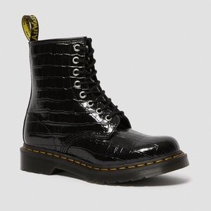 Dr. Martens Women's 1460 Crocodile Black Patent